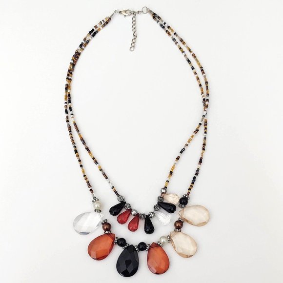 Double strand seed bead & teardrop beaded necklace - Picture 9 of 11